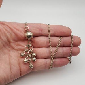32 Inch 925 Sterling Silver Tarnished Bells Long Chain Necklace